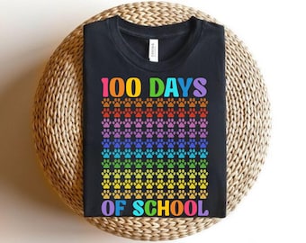 100 jours d'école png, 100e jour d'école, t-shirt enseignant drôle, cadeau pour enseignant, fête, amoureux des animaux, téléchargement numérique, pattes