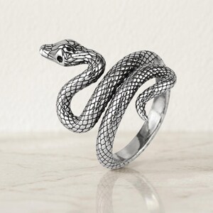 Silver Snake Ring – Cute Adjustable Snake Ring – Textured Animal Ring – Trendy Women's Jewelry – Minimalist Style