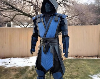 Sub Zero Mortal Kombat Cosplay Costume Full Set Blue Ninja Armor Outfit