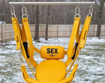 Leather Sex Swing BDSM Sling Adjustable Hanging Harness Adult Couples Bondage Furniture