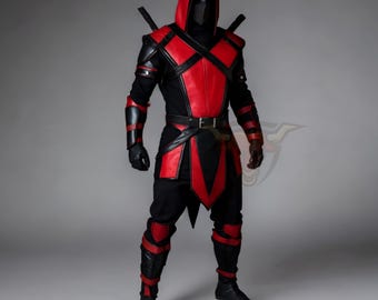 Custom Deadpool Inspired Cosplay Costume Red and Black Ninja Suit for Men