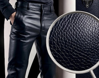 Men’s Black Genuine Leather Pants Slim Fit Biker Trousers Handmade Cowhide Streetwear Fashion