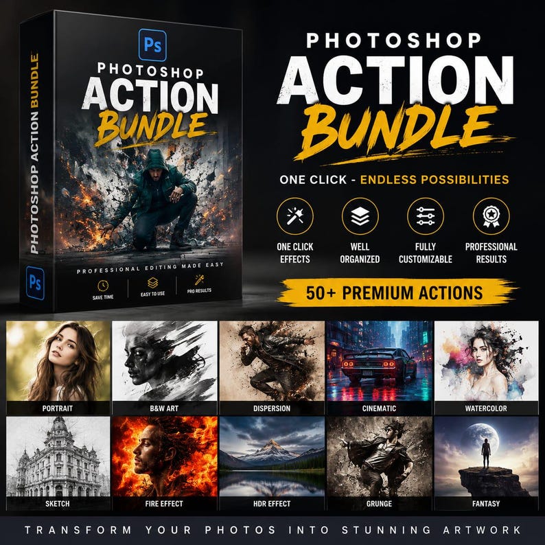 15000+ Photoshop Actions Mega Bundle for Photo Editing Professional PS ...