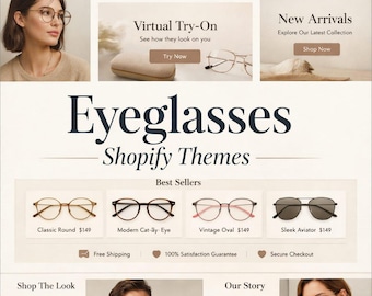 Aesthetic Eyeglasses Shopify Theme – Modern, Minimal & Stylish Store Responsive,  Glasses Store Template for Online Eyewear Shop"