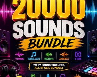 Bundel met 20000+ geluidseffecten | Ultiem SFX-pakket voor videobewerking, YouTube en games | Filmisch, whoosh, impact, UI-geluiden | Direct downloaden