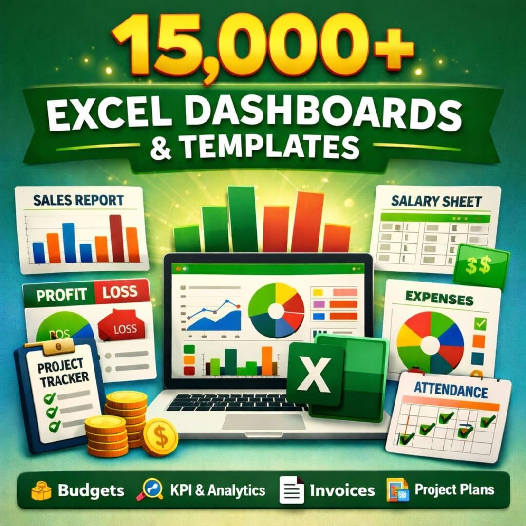 15000+ultimate Advanced Excel Dashboards & Templates Pack | KPI Finance ...