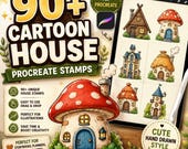 90+ Cartoon House Procreate Stamps |  Building Brushes | Cottage & Home Drawing stamp procreates