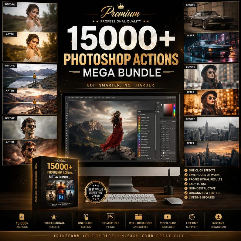 15000+ Photoshop Actions Mega Bundle for Photo Editing Professional PS ...