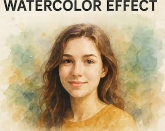 Efecto de pintura de acuarela editable / Efecto realista de acuarela para Photoshop / Descarga instantánea