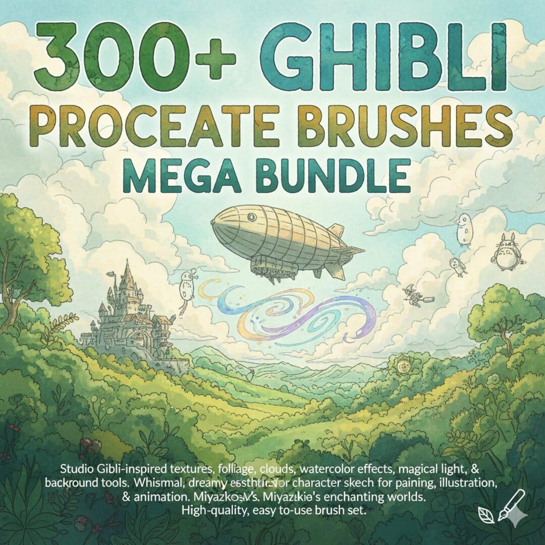 300+ Procreate Brushes Inspired by Ghibli | Anime Art Brush Pack ...