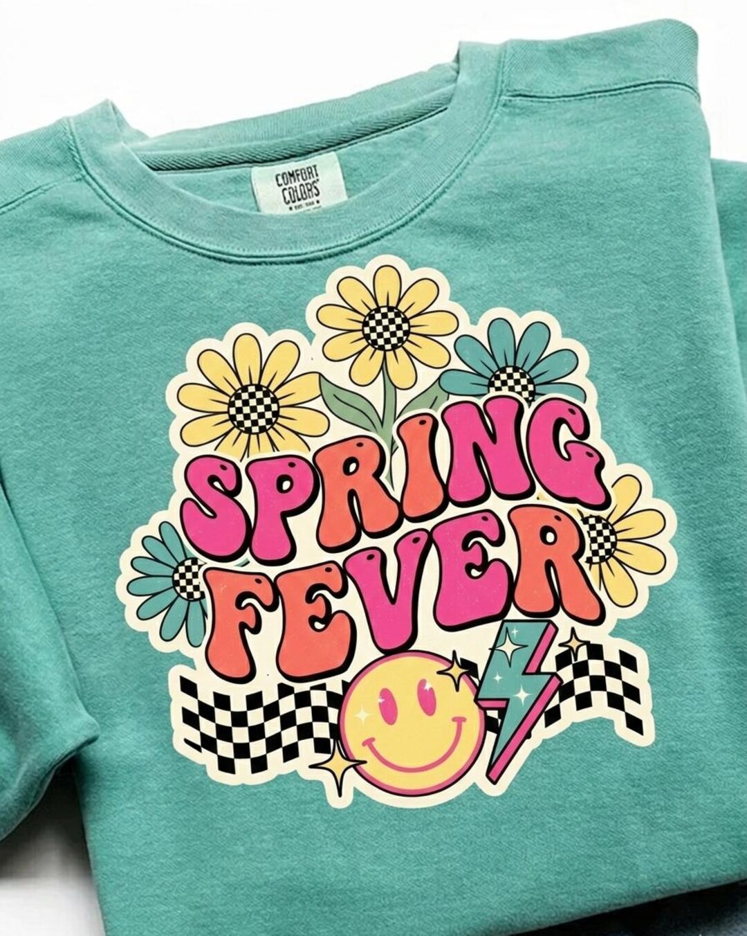 Retro Spring Fever PNG | Groovy Floral Smiley Face Sublimation File ...