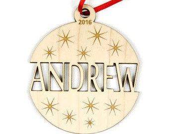 Custom Name Ornament - Personalized Christmas Ornament - Custom Ornament Ball - 3" Wooden Ornament Ball - Made to Order