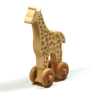 Wooden Toy Giraffe Personalized Push Toy Baby Toddler Children image 5