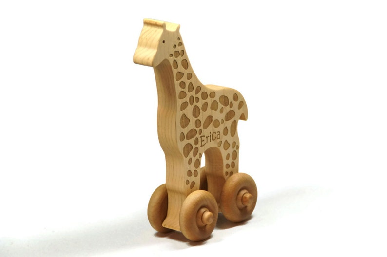 Wooden Toy Giraffe Personalized Push Toy Baby Toddler Children image 5