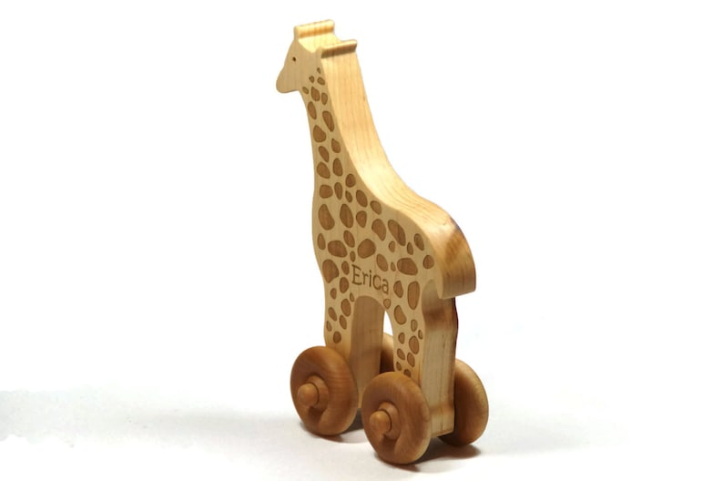 Wooden Toy Giraffe Personalized Push Toy Baby Toddler Children image 3
