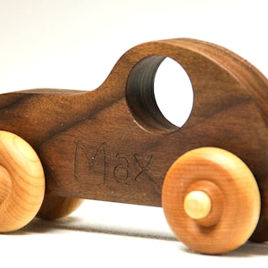Voiture jouet en bois, voiture jouet personnalisée faite à la main, jouet de poussée de voiture de course pour enfants, enfants, garçons et filles