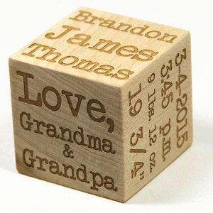 personalized custom wooden baby name block birth stats information newborn baby gift baptism laser engraved