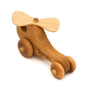 Wooden Toy Helicopter, Personalized Gift Toy Car, Handmade Baby Gift, Ring Bearer Gift, Baby Shower, Birthday, Nursery Decor image 10