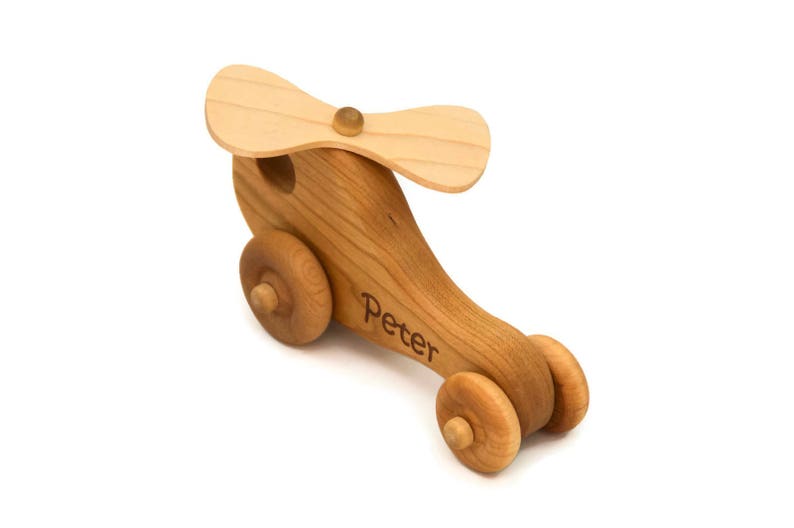 Wooden Toy Helicopter, Personalized Gift Toy Car, Handmade Baby Gift, Ring Bearer Gift, Baby Shower, Birthday, Nursery Decor image 10