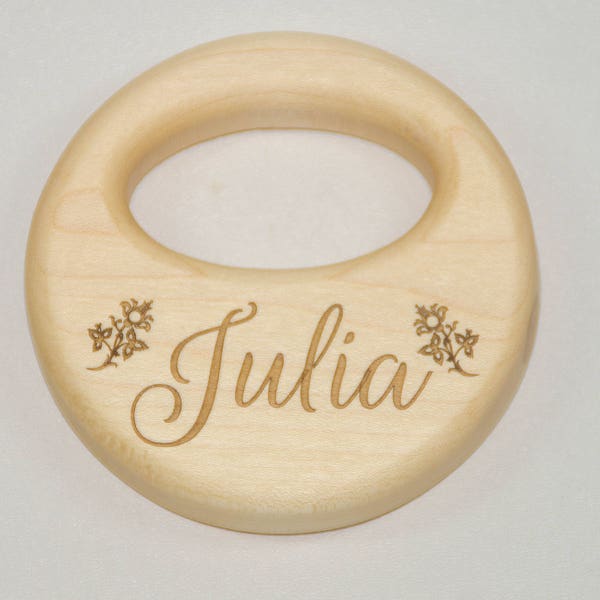 Wooden Rattle Personalized Baby Teether Rattle Baby Shower Gift