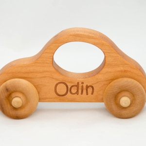 wooden toy car handmade personalized custom name laser engraved wood car