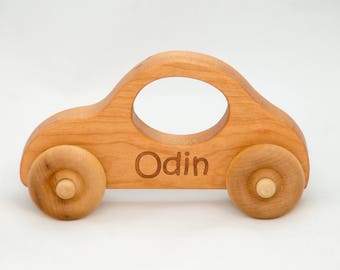 Personalized Wooden Toy Car, Toddler Toy, Wooden Car Push Toy for Baby Gift, Baby Shower, Baptism Gift, Stocking Stuffer