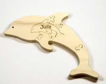 Wooden Dolphin Puzzle, Wooden Dolphin Toy, Dolphin Puzzle, Dolphin Toy, Baby Dolphin Puzzle, Baby Dolphin Toy, Personalized Toy