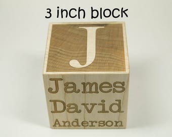 3" Personalized Name Block, Engraved Wood Block, Baby Gift, Personalized Nursery Decor, Custom Baby Shower Gift