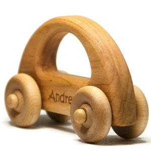 Personalized Wooden Toy Car for Toddlers, Montessori Waldorf Toy Car First Birthday Gift Baby Shower Gift image 2