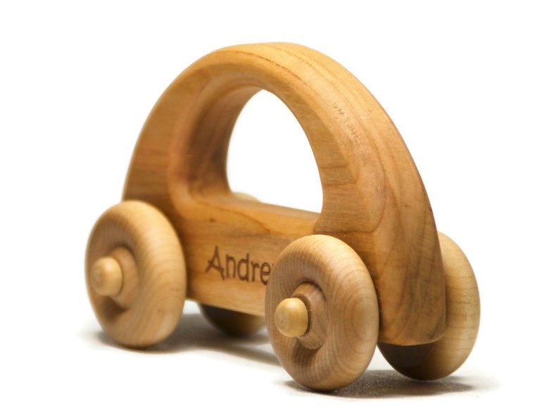 Personalized Wooden Toy Car for Toddlers, Montessori Waldorf Toy Car First Birthday Gift Baby Shower Gift image 2