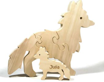 Wooden Puzzle for Toddlers, Wooden Animal Fox Puzzle - Montessori and Waldorf Wooden Toy, Baby Shower Gift, Christmas Gift, Birthday Gift