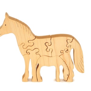 Wooden Toy Puzzle for Toddlers, Wooden Toy Horse Puzzle, Waldorf Toys Christmas gift for son, boys, and girls Maple