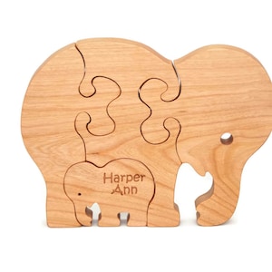 Wooden Puzzle Elephant Wooden Animal Puzzle Wooden Toy Montessori Toy image 1