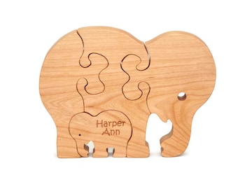 Wooden Puzzle - Elephant - Wooden Animal Puzzle - Wooden Toy - Montessori Toy