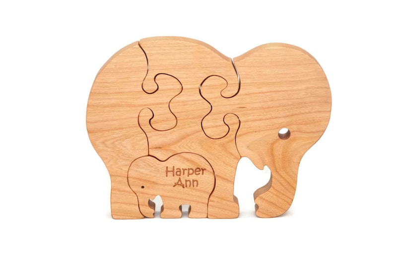 Wooden Puzzle Elephant Wooden Animal Puzzle Wooden Toy Montessori Toy zdjęcie 1