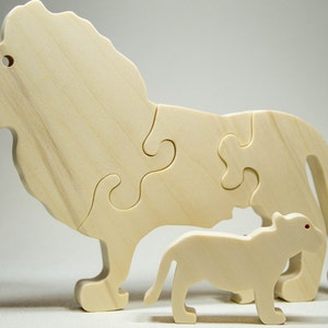 Wooden Puzzle Lion Wooden Animal Puzzle Wooden Toy Montessori Toy image 4