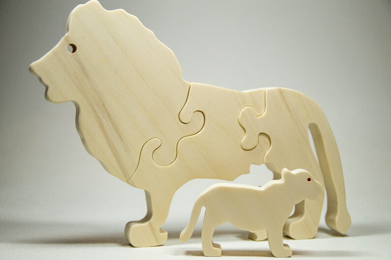 Wooden Puzzle Lion Wooden Animal Puzzle Wooden Toy Montessori Toy image 4