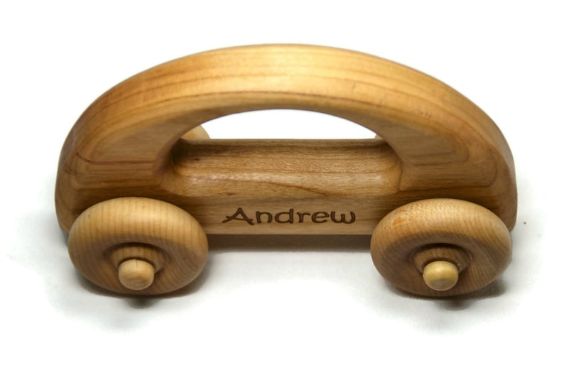 Personalized Wooden Toy Car for Toddlers, Montessori Waldorf Toy Car First Birthday Gift Baby Shower Gift image 5