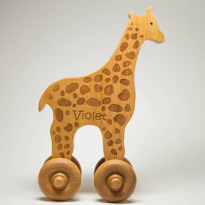 Wooden Toy Giraffe Car - Personalized Baby Gift, Toddler Toy, Baby Shower Gift