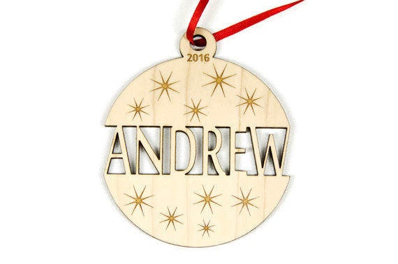 Ornement de Nom Personnalisé - Ornement Noël Boule d'ornement Personnalisée en Bois 3 Fabriqué sur C