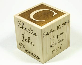 Personalized Baby Block, Personalized Gift, Engraved Baby Block, Wooden Baby Block, Engraved Wood Block, Baby Keepsake