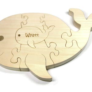 Personalized Wooden Whale Puzzle: Montessori Toy