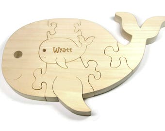 Wooden Puzzle - Whale - Wooden Animal Puzzle - Wooden Toy - Montessori Toy