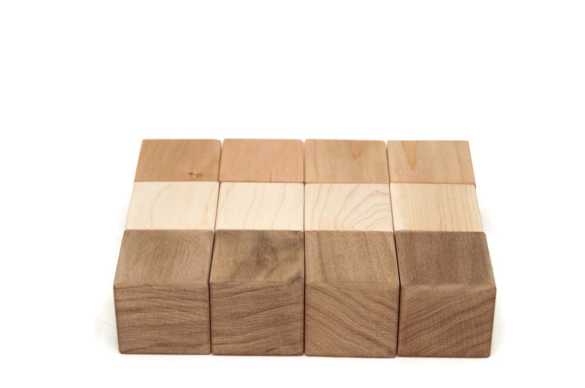 12 Unfinished Wooden Blocks All Natural Wood Building Blocks Etsy
