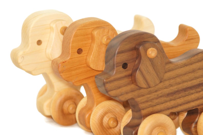 Wooden push toy puppy car custom personalized laser engraved name wood toy for birthday newborn nursery decor