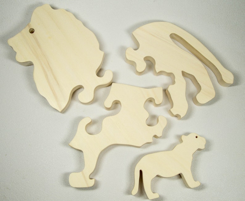 Wooden Puzzle Lion Wooden Animal Puzzle Wooden Toy Montessori Toy image 3