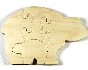 Aspen Wooden Bear Family Puzzle: Personalized Toddler Toy