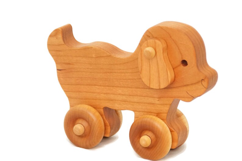 Wooden push toy puppy car custom personalized laser engraved name wood toy for birthday newborn nursery decor