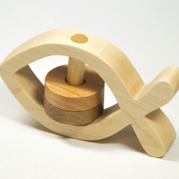 Wooden Baby Rattle Etsy