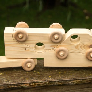 Personalized Wooden Toy Truck, Toddler Toy Semi Truck with Trailer image 5